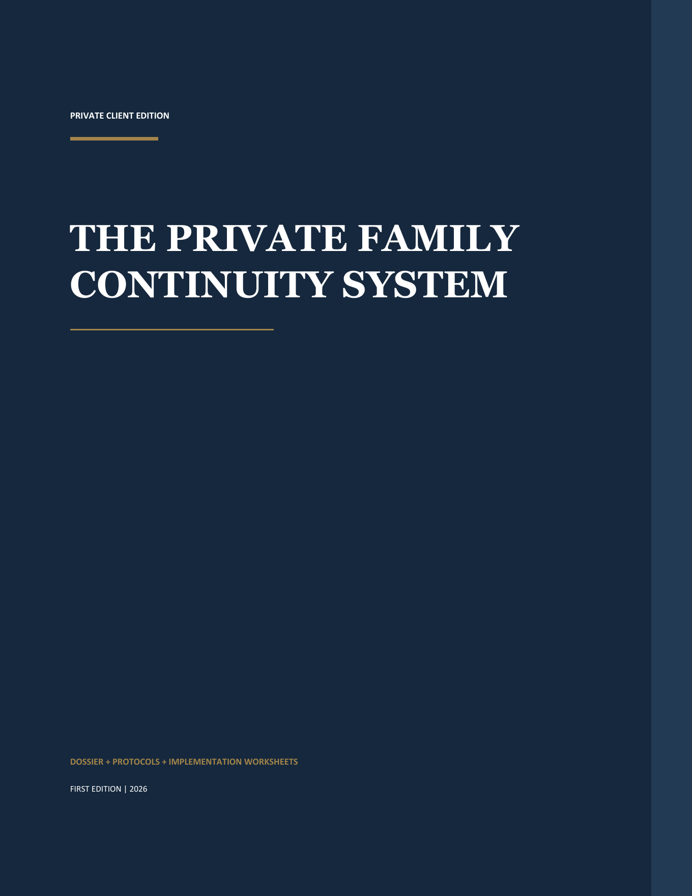 Cover of The Private Family Continuity System Private Client Edition.